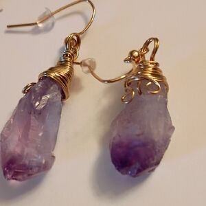 Amethyst Gold Wire-Wrapped Earrings